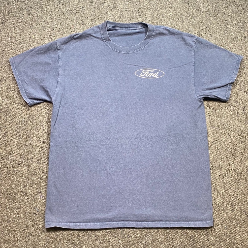 Ford Graphic TShirt Sz L Mens Blue Americana Camo Flag Logo Short Sleeve Tee